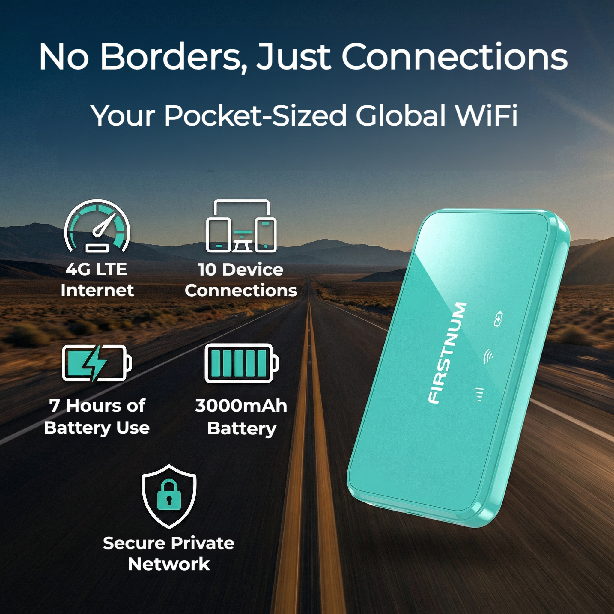FIRSTNUM M6 Mobile Hotspot for Travel, No Contract, 1GB Free US Data Monthly